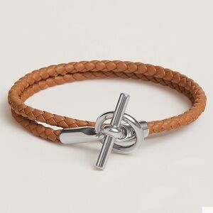 Hermes Glenan Double Tour Tan Leather Bracelet
